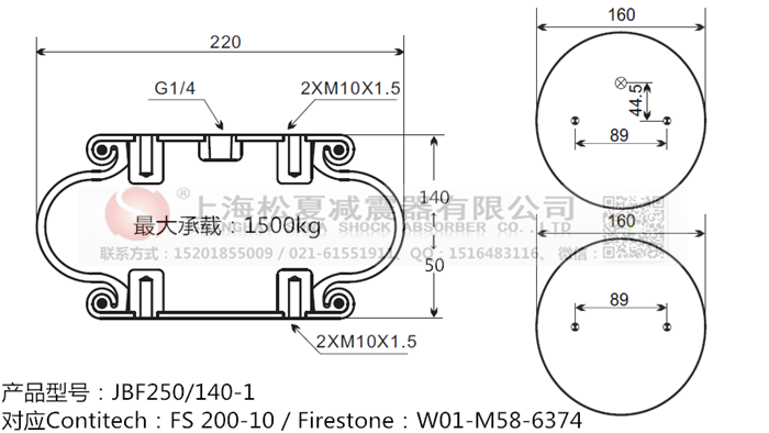 JBF250/140-1橡膠<a href='http://slot.org.cn/' target='_blank'><u>空氣彈簧</u></a>