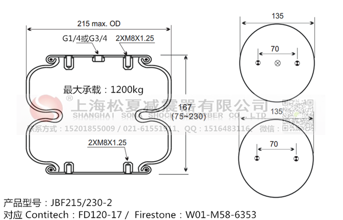 JBF215/230-2橡膠<a href='http://slot.org.cn/' target='_blank'><u>空氣彈簧</u></a>