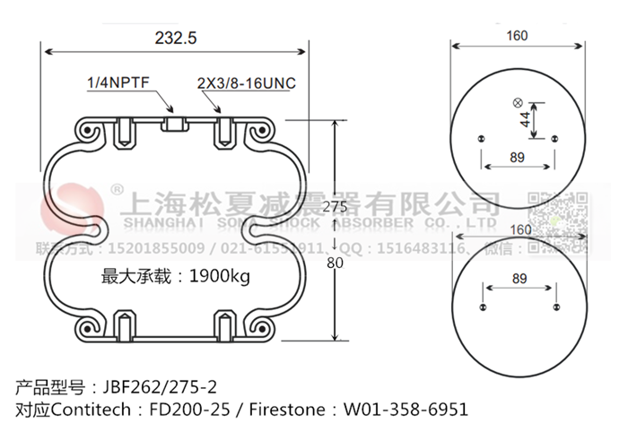 JBF262/275-2橡膠<a href='http://slot.org.cn/' target='_blank'><u>空氣彈簧</u></a>